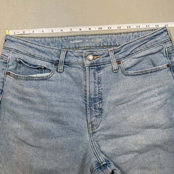 Old Navy Jeans O.G. Loose Fit High Rise Light Wash Distressed Straight Women 6 - Picture 3 of 8